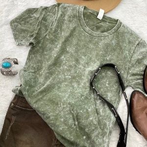 Olive acid wash tee